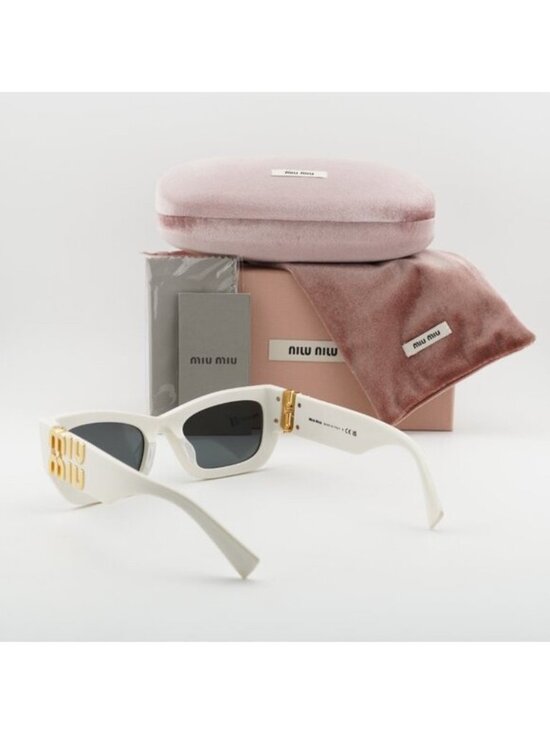 Miu Miu MU09WS 1425S0 Cat Eye Sunglasses – White/Dark Grey main image 7